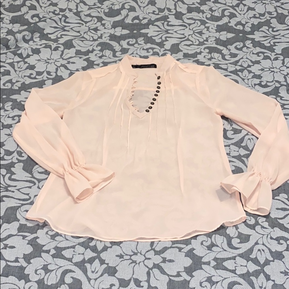 Patterson J. Kincaid Blush Blouse with Button Neck